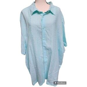 Cafe Luna NEW Button-Down Shirt Size 3X Linen Blend Tropical Summer Cruise